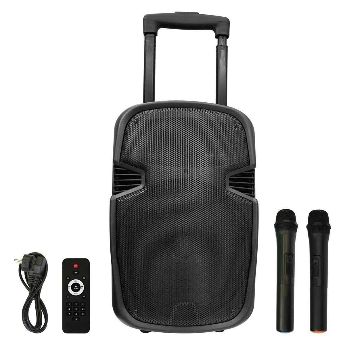 Clarion Karaoke Speaker 2 Wireless Mics 80W Bluetooth, 4 Hours Playtime, USB / TF / FM / BT/ TWS